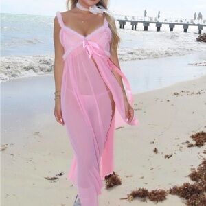 Dolls Kill Pink Chiffon Beach Dress